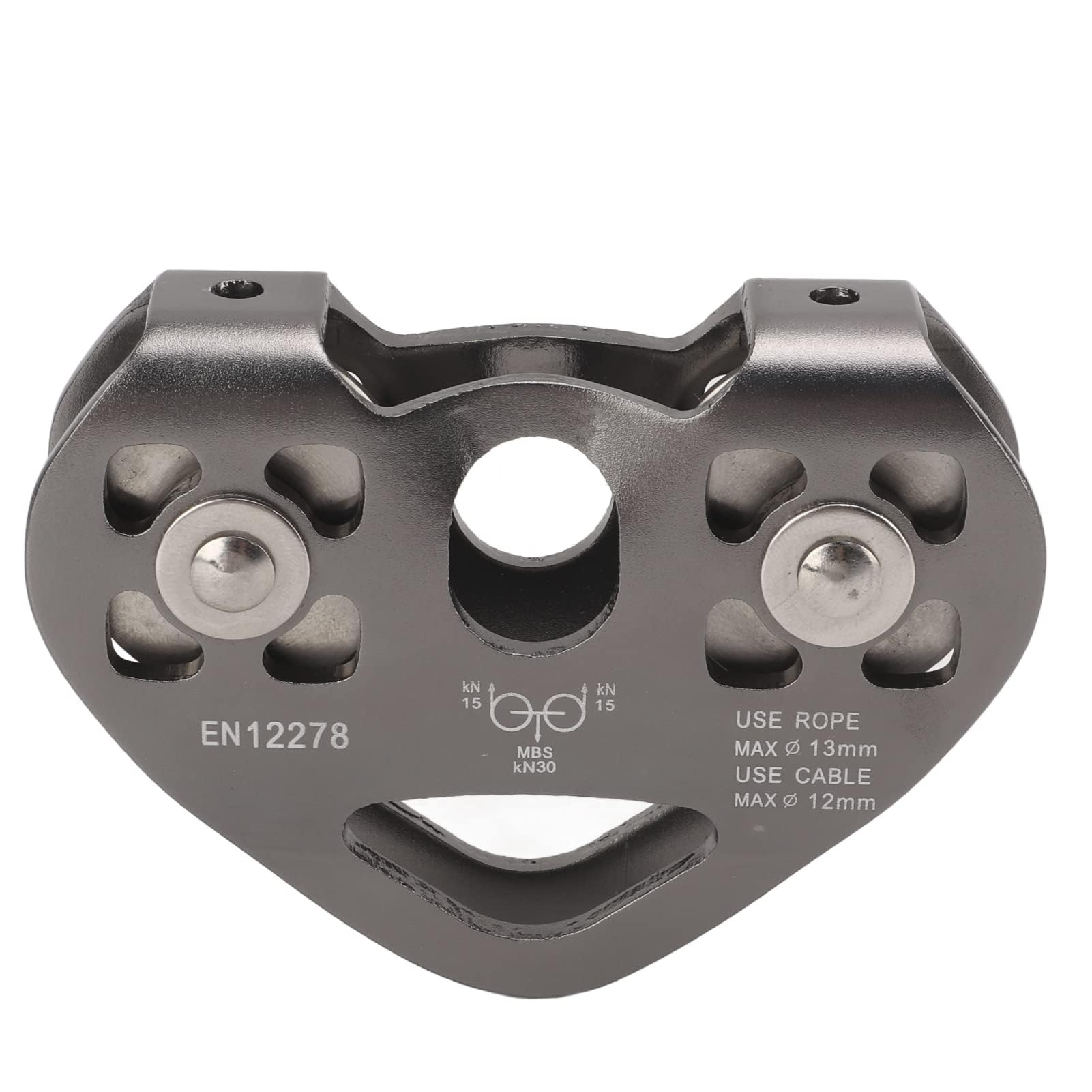 Polea de Doble Carrete de Aluminio Aeronáutico con Rodamientos Dobles para Montañismo y Escalada Ligera y Portátil con Superficie Lisa