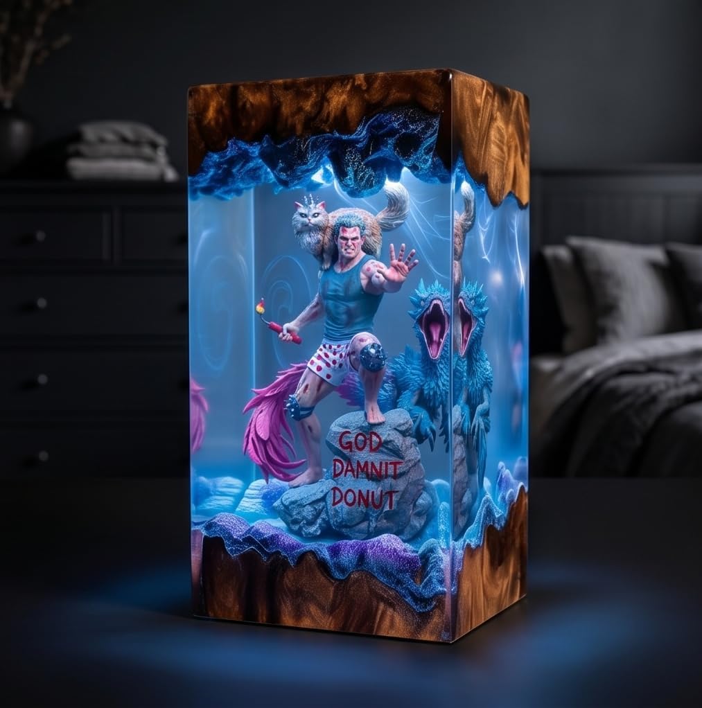 DCC Figure Art Merch Handmade Gift - Dungeon Crawler Resin Lamp, Unique LED Desk Light for Home, Office & Fire Station Decor (6"x3.1")