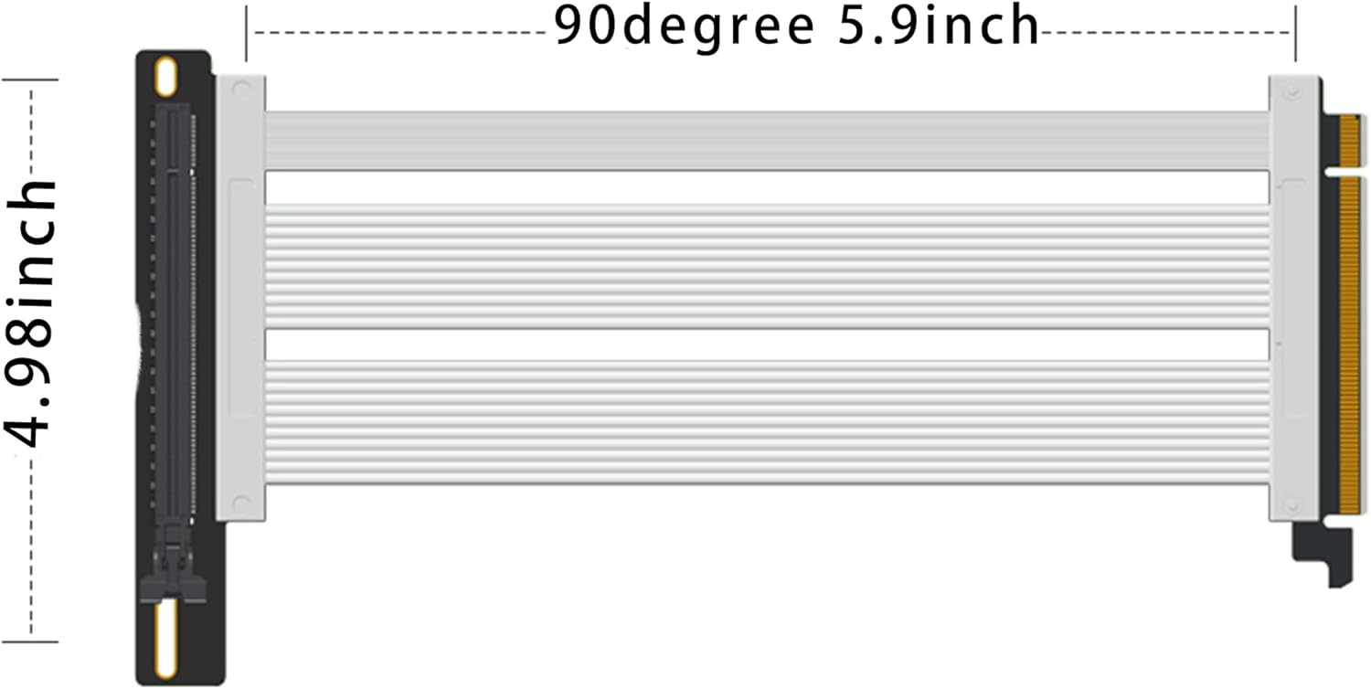 Formulamod Vertical GPU Mounting Kit, PCIe 5.0 x16 Riser Cable 90 Degree with Vertical GPU Holder, Gen 5 Graphics Card Extension Cable 5.9 inch, Compatible with RTX4090,RTX5090,9070xt, rx9070 (White)