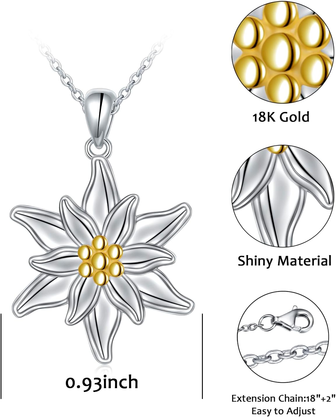 S925 Sterling Silver Floral Jewellery Flower Pendant Necklace for Women Birthday Gift - Image 5