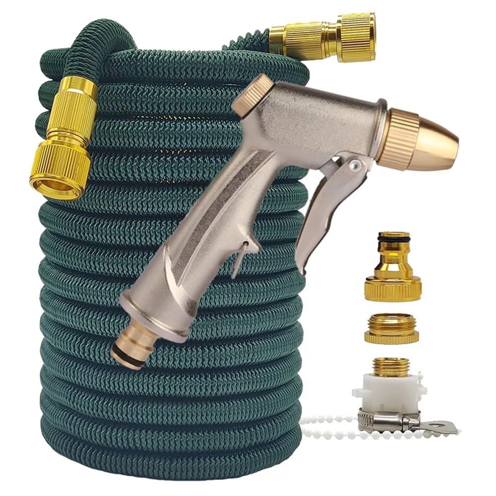 Tubo dell'acqua da giardino espandibile ad alta pressione Doppio connettore in metallo Tubi dell'acqua magici da 25-100FT adatti for l'irrigazione dell'azienda agricola del giardino dell'autolavaggio(