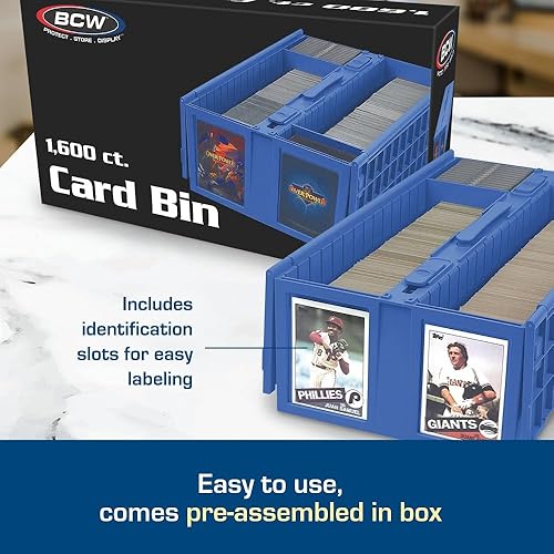 Miniatura 4 de BCW Contenedor de tarjetas coleccionable, con capacidad para hasta 1600 tarjetas, color azul, caja grande de almacenamiento de tarjetas para cartas