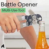 Vista 7 de GORILLA GRIP - Abridor de latas manual de acero inoxidable resistente con borde liso y abridor de botellas, mango suave y cómodo, perilla giratoria