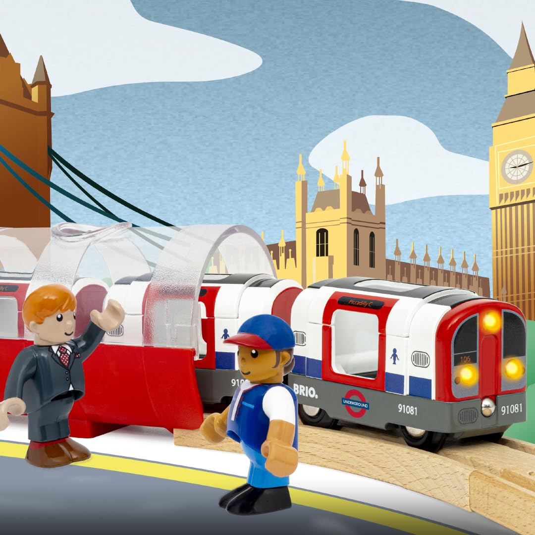 BRIO World - 36085 Trains of the World Londoner U-Bahn mit Licht und Sound - Spielzeugzug mit Licht & Sound für Kinder ab 3 Jahren