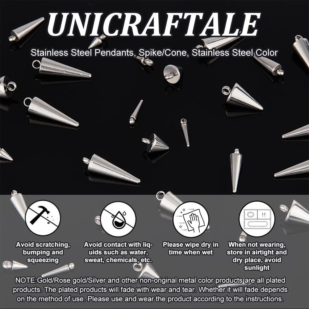 UNICRAFTALE Cone Charms Stainless Steel Spike Charms Punk Style Charm Spike Pendants Dangle Charm for DIY Necklace Earring Bracelet Jewelry Making - Image 4