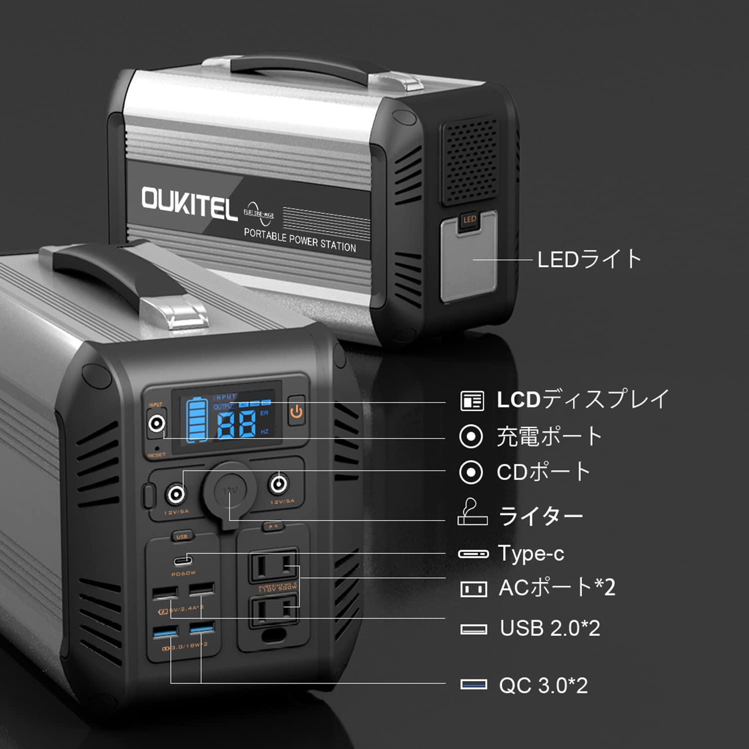 Amazon.co.jp: OUKITEL CN505 ポータブル電源 大容量 LiFePO4 リン酸鉄  