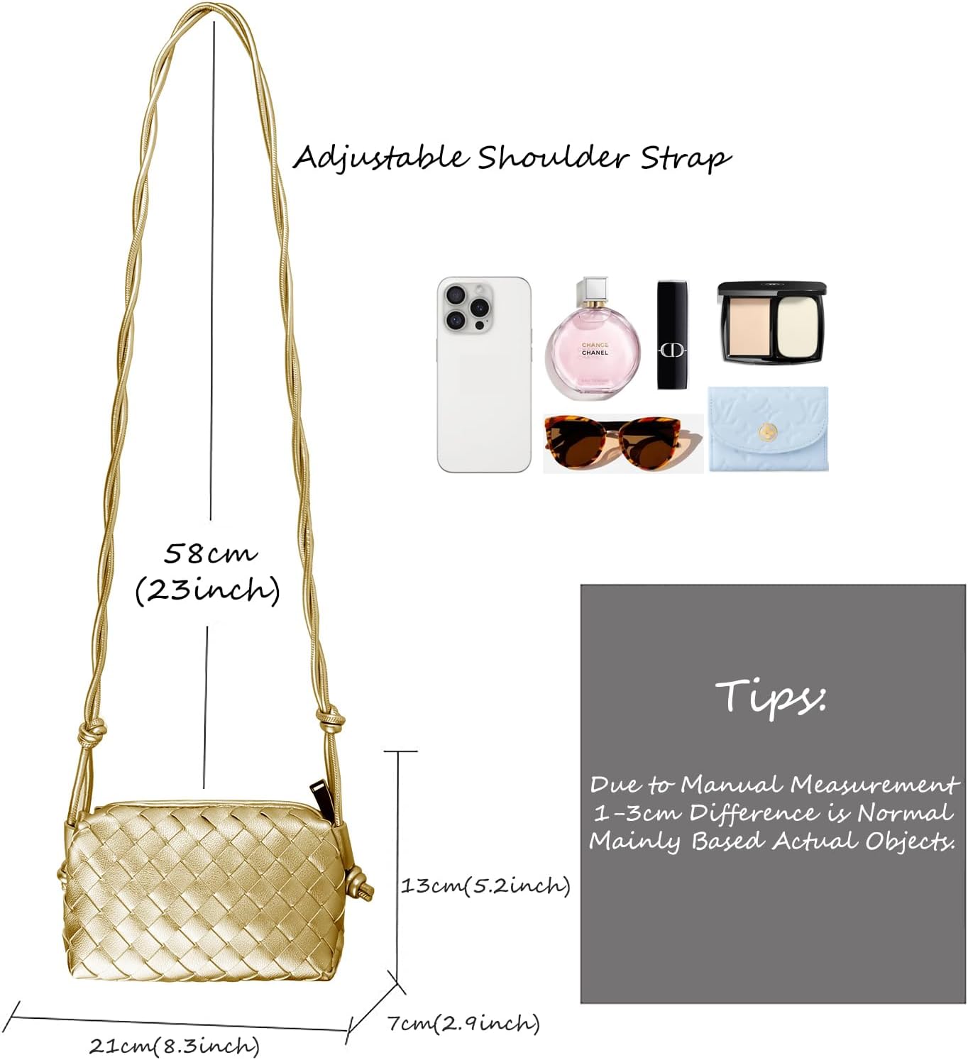 Woven Bag For Women Clutch Purse, Small Vegan Leather Shoulderbag - Image 3