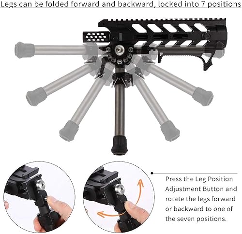 Miniatura 10 de Ajoite UUQ - Bípode ajustable de 8 a 12 pulgadas, bipode táctico de fibra de carbono resistente, base de montaje en riel PicatinnyWeaver