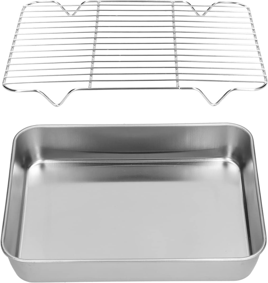 Roasting Pan and Wire Rack Set, 10x8x2in Stainless Steel Small Broiler Pan