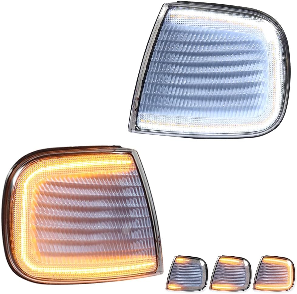 GTINTHEBOX Signal Lamp replacement for 1997-2003 Ford F-150 F-250 Pickup Expedition Parking Corner Side Marker Turn Signal Lights Chrome Housing Left & Right Assembly