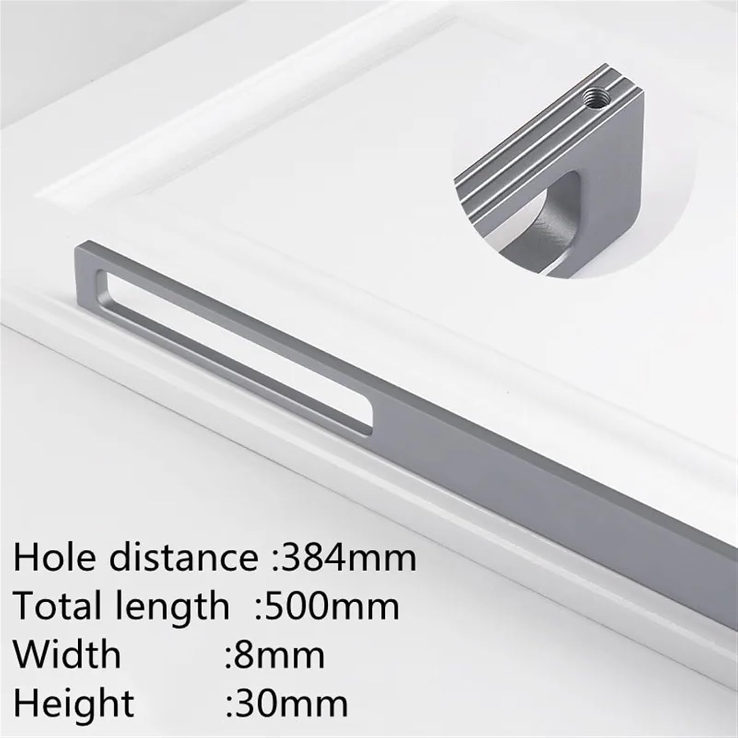 Aluminum Alloy Furniture Handles Drawer Pulls Wardrobe Cupboard Door Handle Furniture Hardware 2Pcs(Grey 384mm)