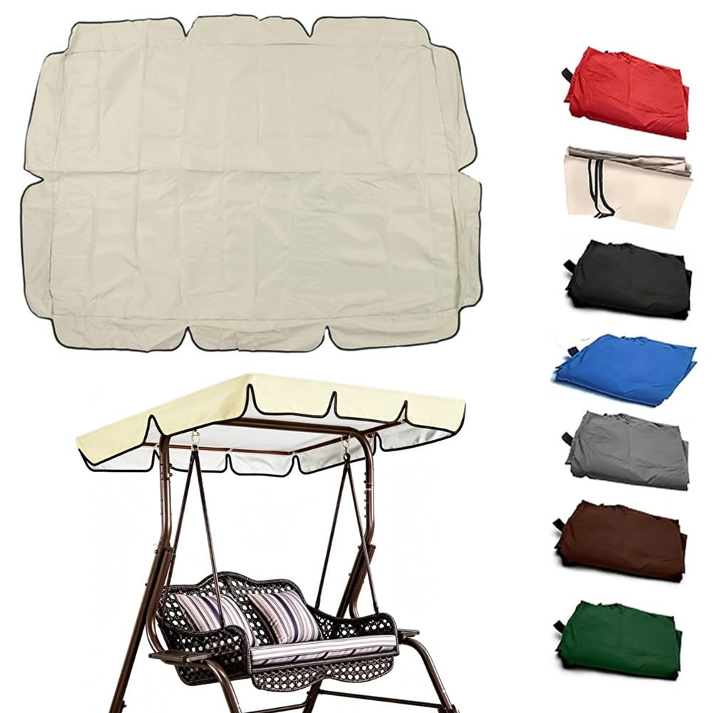 Générique Toit De Rechange pour Balancelle Jardin 164x114cm 249x185cm Housse De Toit pour Balancelle en 420D Tissu Oxford, Auvent Rechange Balançoire(Beige,79x57in-200x145cm)