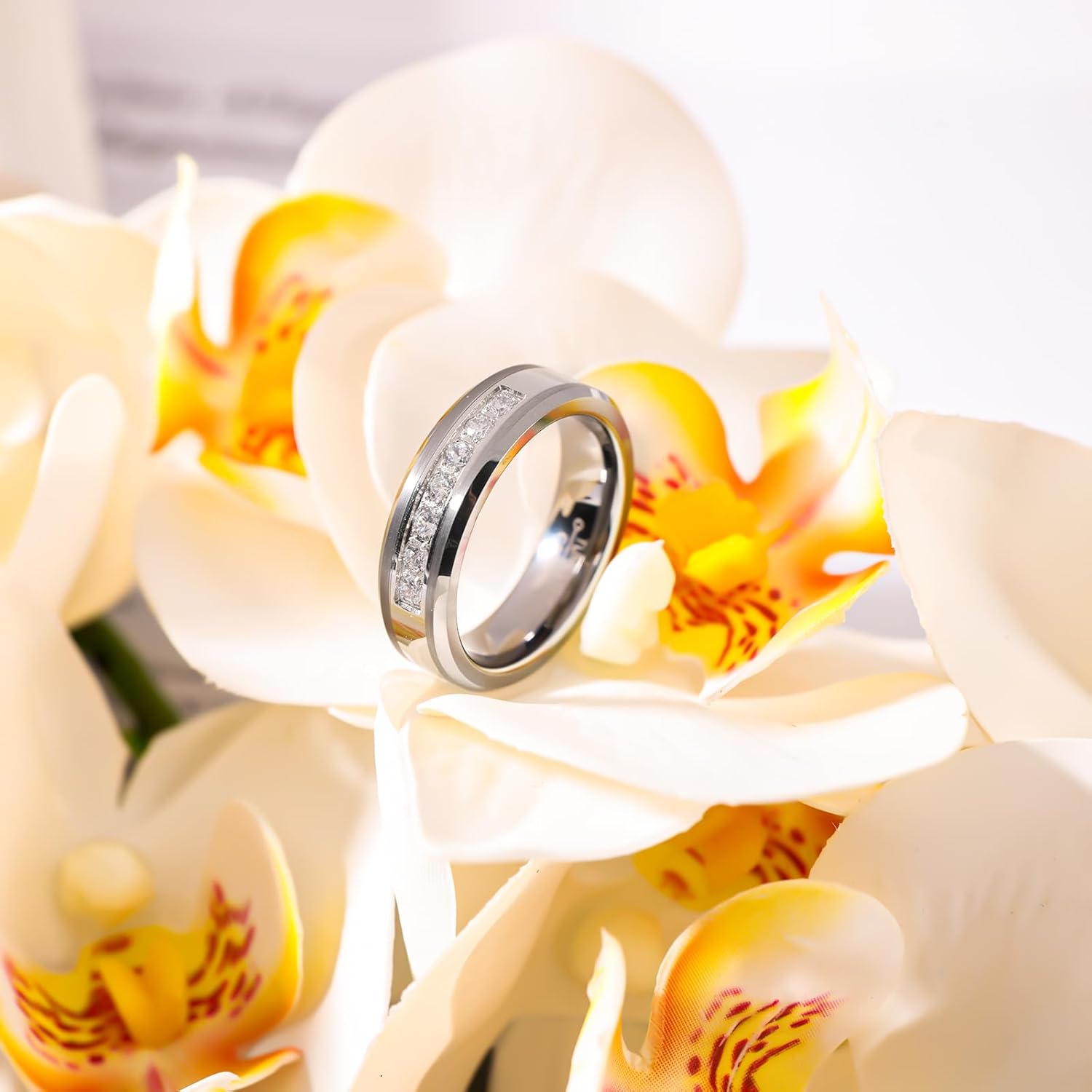 6mm 8mm Silver/14K Gold/Black Tungsten Carbide Men's Fashion Wedding Ring Suitable for Daily Wear Sizes 7 to 13 - Image 2