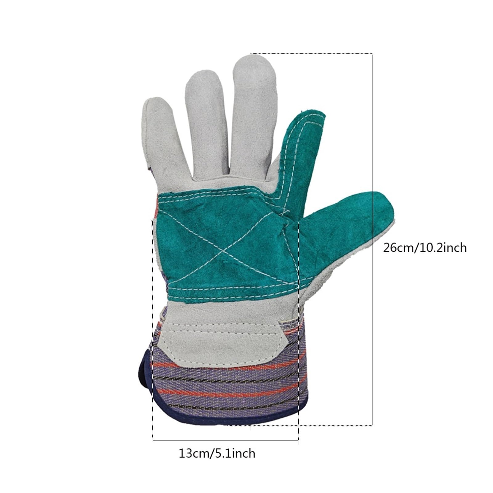 Guantes Soldador Guantes de soldadura cuero vaca, guantes mano soldador resistentes al calor, barbacoa reforzados con palma(Grey 5 pairs)