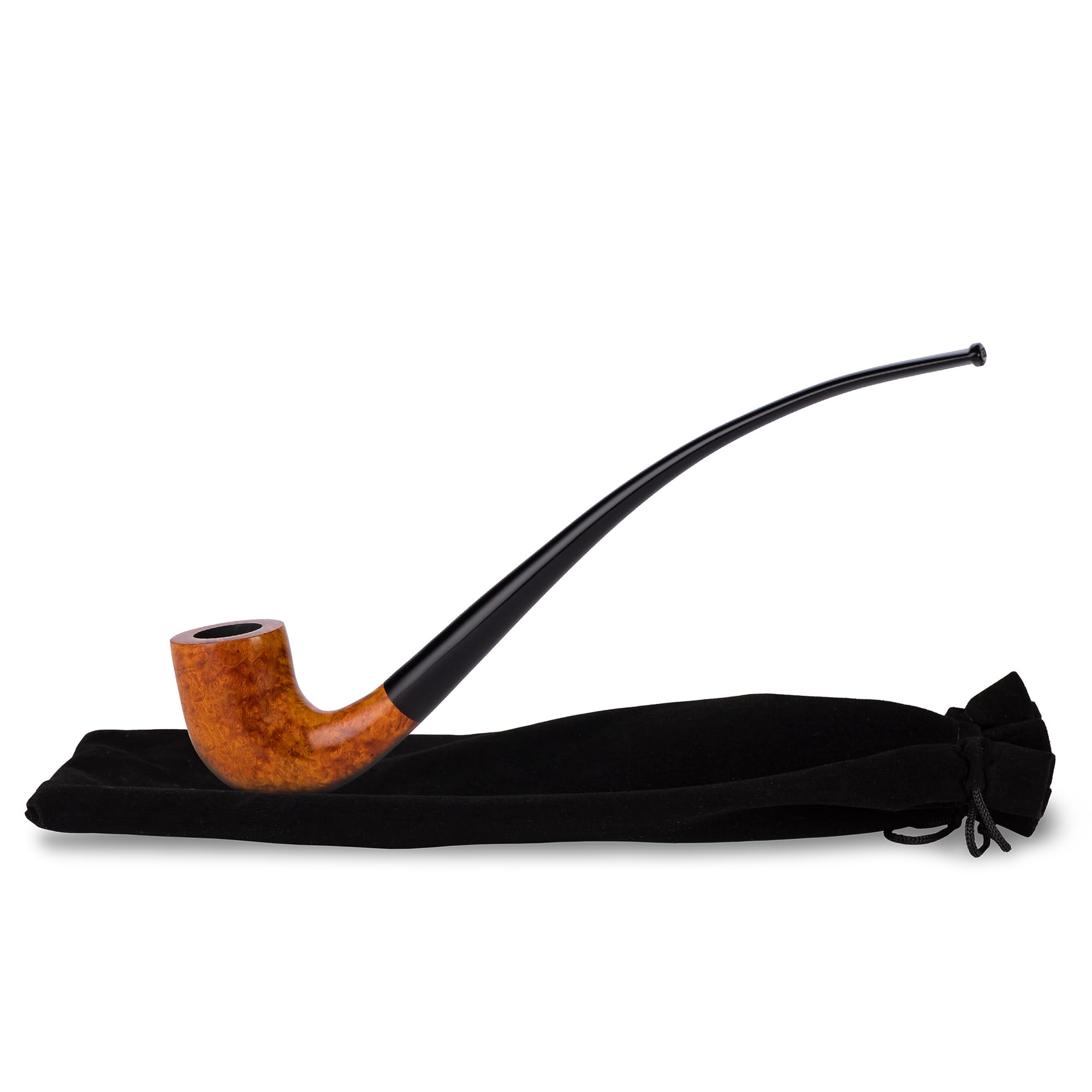 Długa fajka do palenia tytoniu 26 cm | Drewno briar jasnobrązowe | Churchwarden Pipe