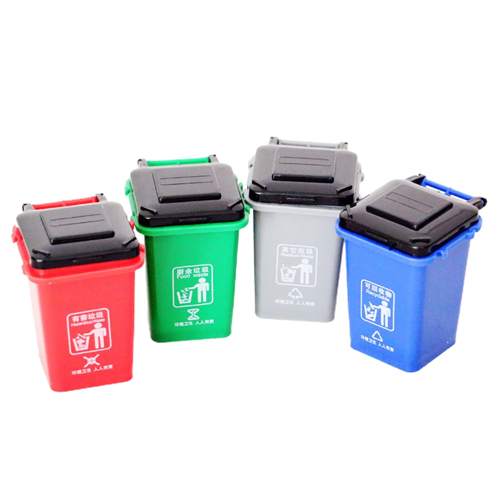 matumou 4Pcs Miniature Trash Cans Realistic DIY High Simulation Pretend Play Toys Sturdy Photo Props Accessories Scene Ornament Trash