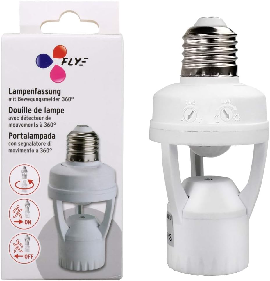 Toplimit Motion Sensor Light Socket,PIR Motion Detector Screw Bulb