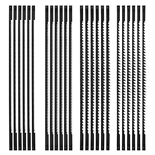 Retrok Lot de 24 lames de scie à chantourner avec tige - 133 mm - 10/14/18/24 dents - En acier au carbone - Pour bois, mousse, plastique - 6 pièces de chaque taille (24 pièces)