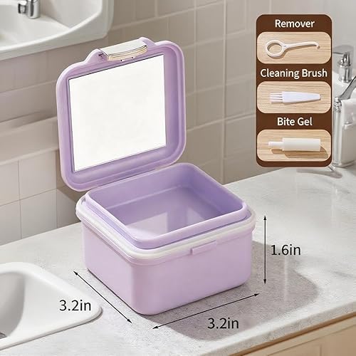 Miniatura 2 de Estuche de baño de dentadura, contenedor de remojo de dentadura postiza, soporte para remojo de vasos, protector bucal, caja de dentadura, limpieza