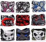 KINGREE 9PCS Headwear, Womens and Mens Headband, Guys Sweatband & Sports Head Tie for ATV/UTV Riding, Outdoor Magic Scarf, Bandanna Headwrap, (Skull)