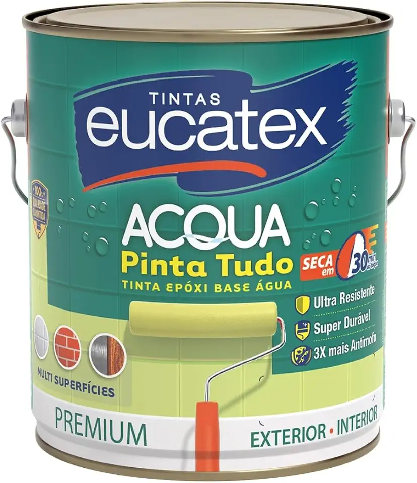 Tinta Epóxi Branco Base Água Para Piso Paredes Azulejo Madeira Metal 3,6 Litros