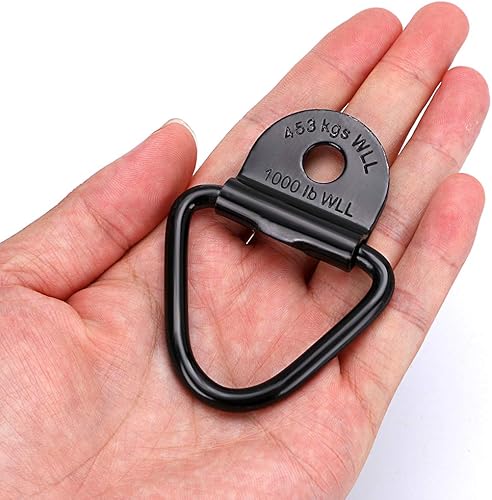 Miniatura 3 de OwnMy Paquete de 5 ganchos de anclaje de amarre de carga, anillos en V negros resistentes, anillos forjados, anillo de amarre forjado, capacidad de