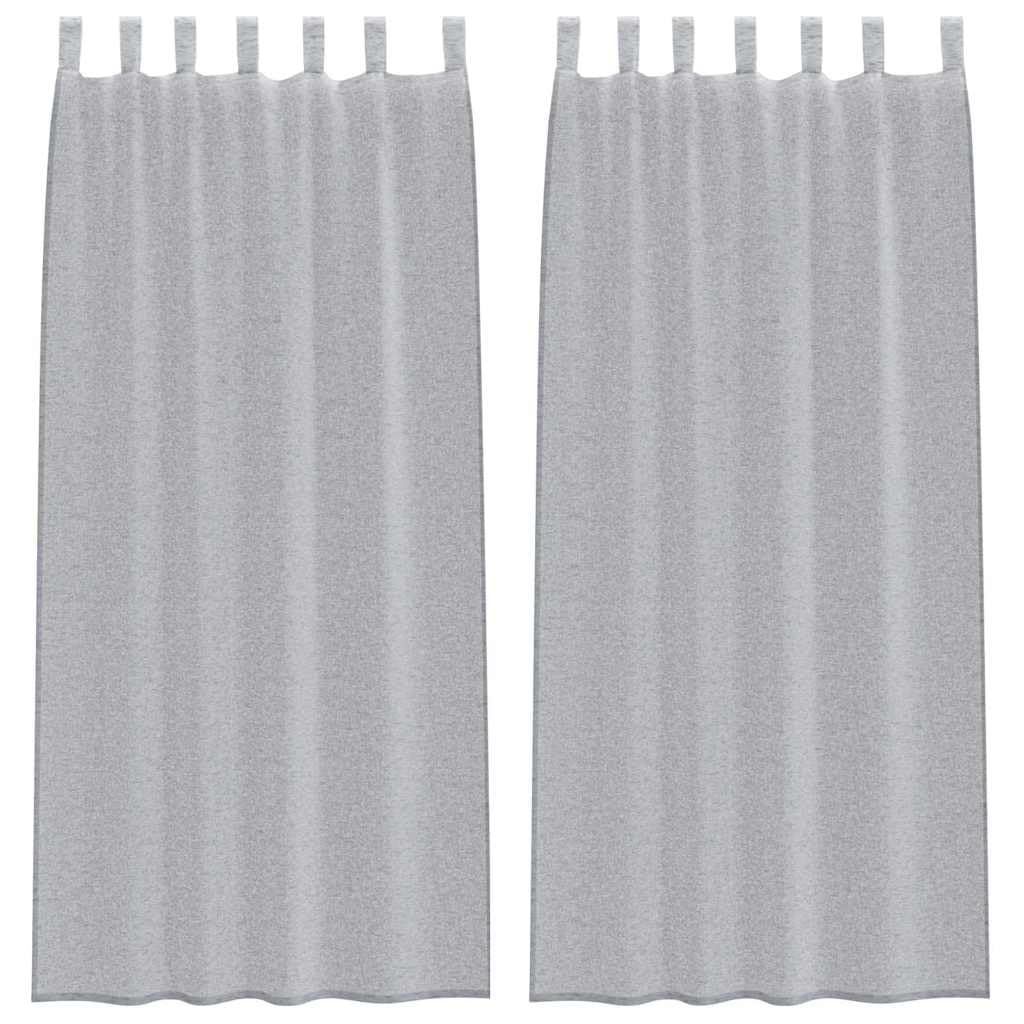 Zasłona woalowa, zestaw 2 szt., ciemnoszare, 260 x 140 cm, półprzezroczyste zasłony poliestrowe do salonu, sypialni, ochrona okna, lekkie wzornictwo, łatwa pielęgnacja