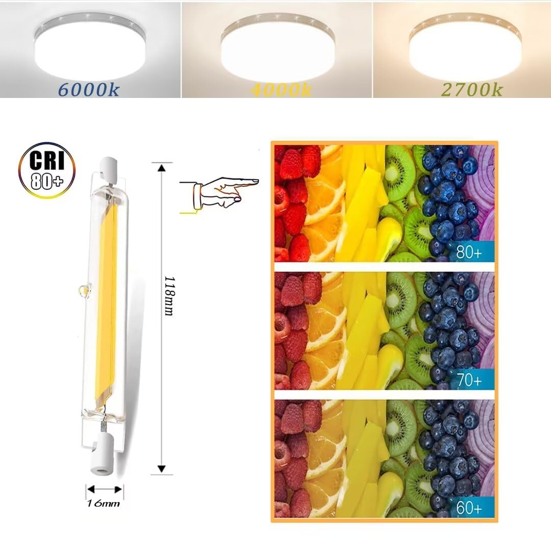 FDHVCB R7S LED Birnen 4er Set – 20W, 4000K Naturweiß, Dimmbar, Ersetzt 200W Halogen, 118 Mm