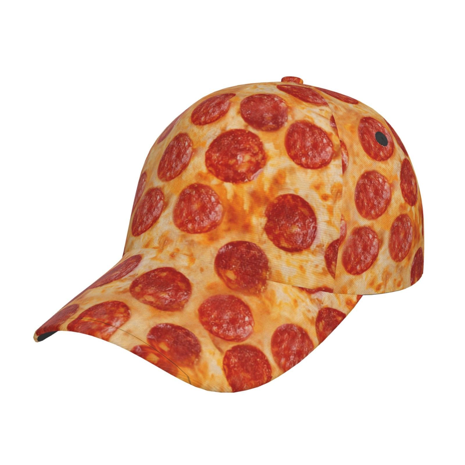VXXNlnn Unisex 3D Pizza Pepperoni Print Baseball Cap â€“ Curved Brim Sun Hat, Breathable Golf, Fishing, Running & Outdoor Travel Caps