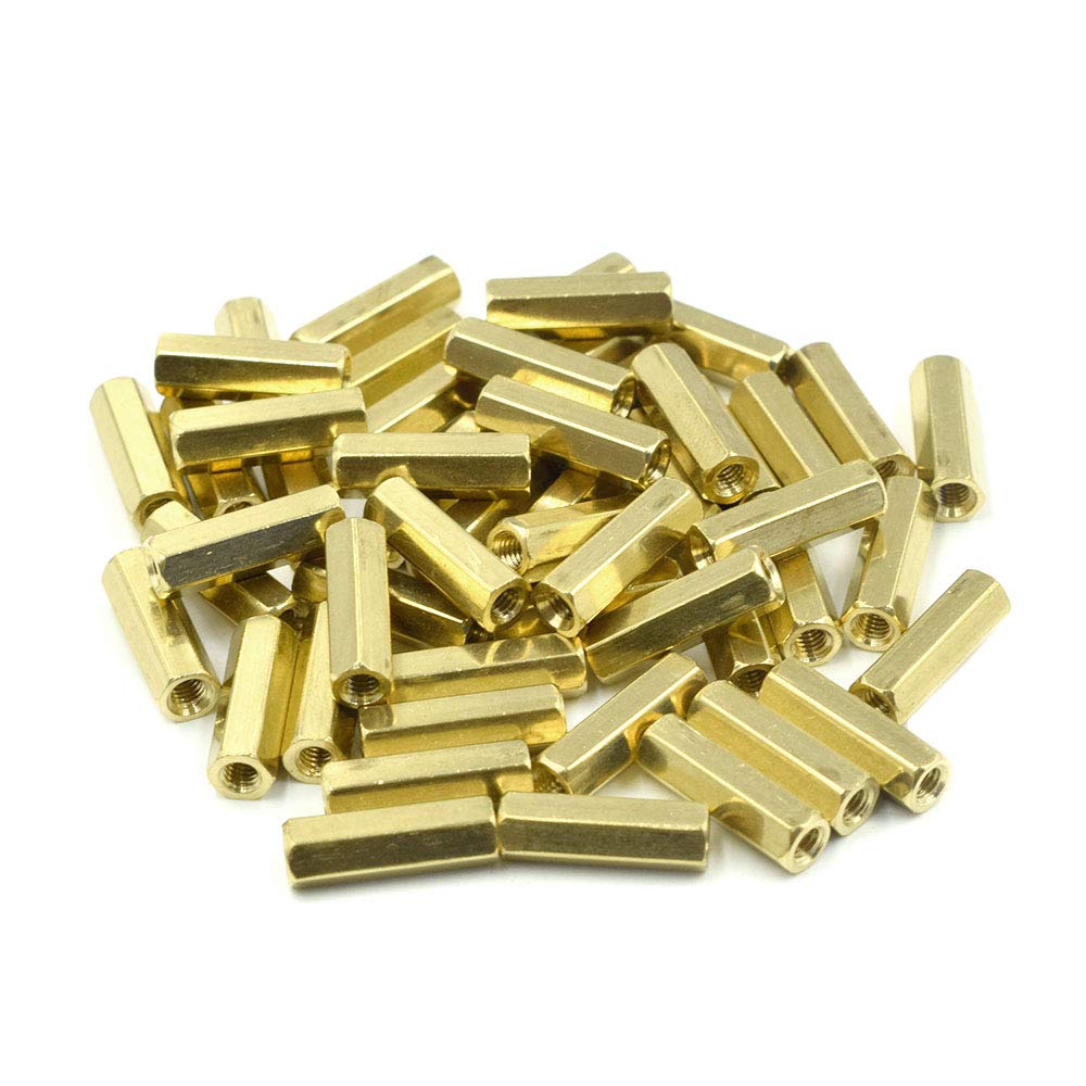 Hxchen M3x15 Female Thread Hexagonal Hex Brass Pillar Standoff Spacer - (50 Pcs)