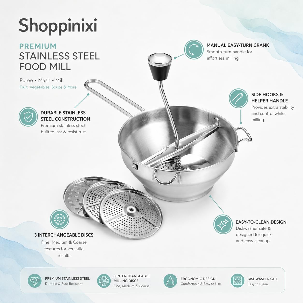 Stainless steel food mill