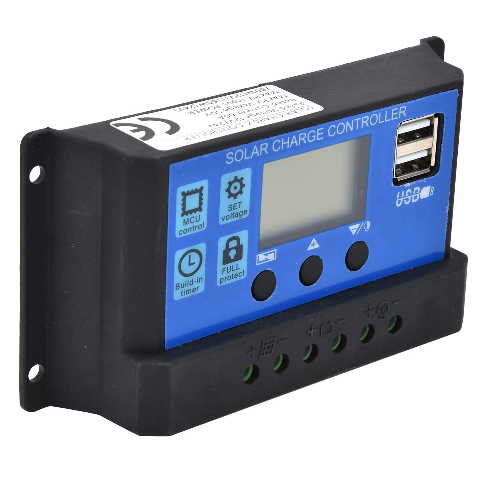 YWBL-WH Kit de Panel Solar de 2x10W, Módulo Fotovoltaico Monocristalino con Dos Puertos USB y Controlador de 30A para Carga de Emergencia de RV, Camping