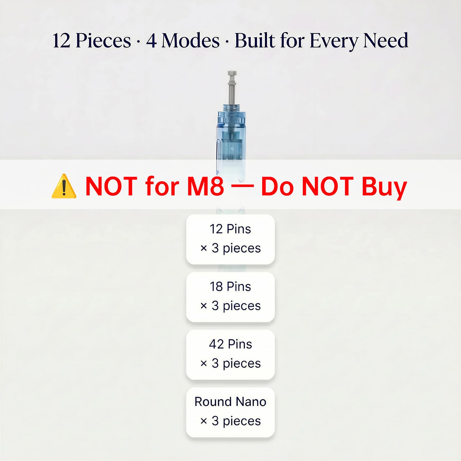 12 Pcs 0.25mm Microneedling Cartridges for Dr. Pen M8S, A11, A9 & A8S
