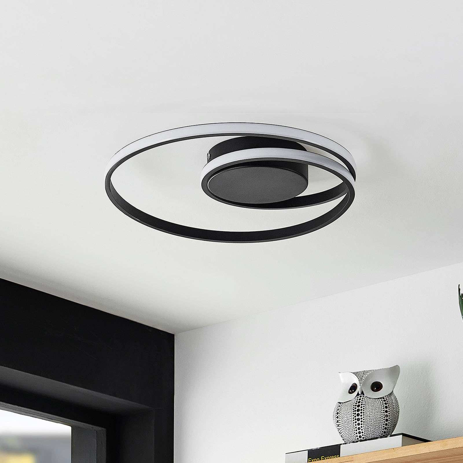 Lindby LED Deckenleuchte Youna dimmbar (Modern) in Schwarz aus Metall (1 flammig,) - Lampe Deckenlampe Wohnzimmerleuchte