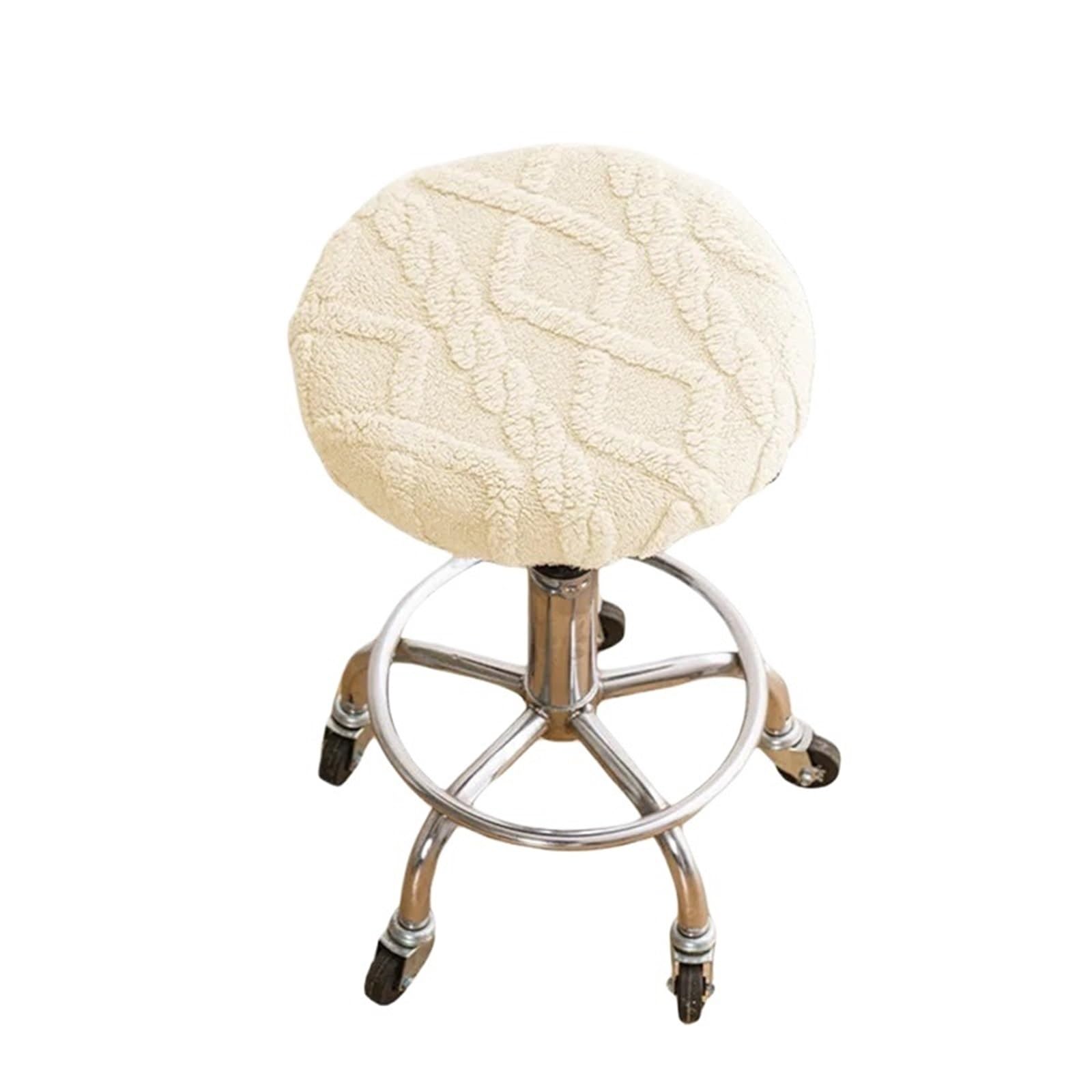 SHENJMAI Stool Covers Round Velvet Bar Stool Covers Round Cushion Chair Barstool Protectors Slipcovers(Beige)