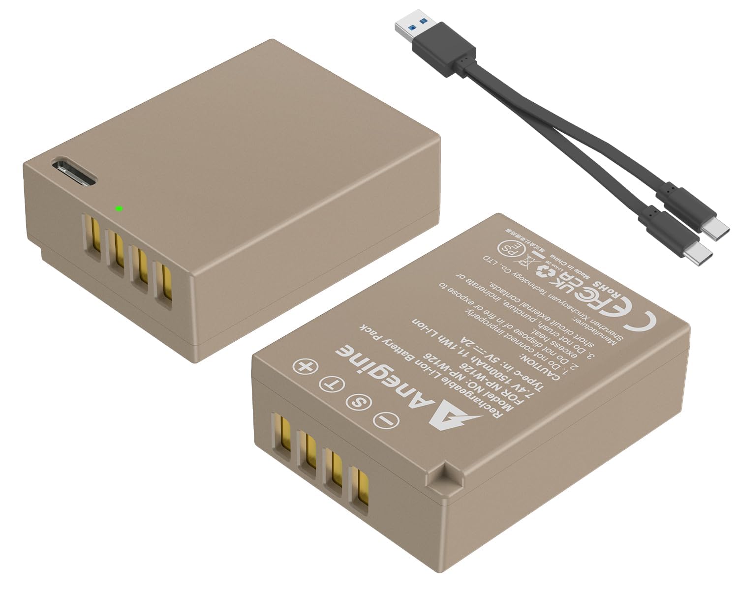 Amazon.co.jp: Anegine NP-W126 NP-W126S バッテリー 1500mAh 2個 交換