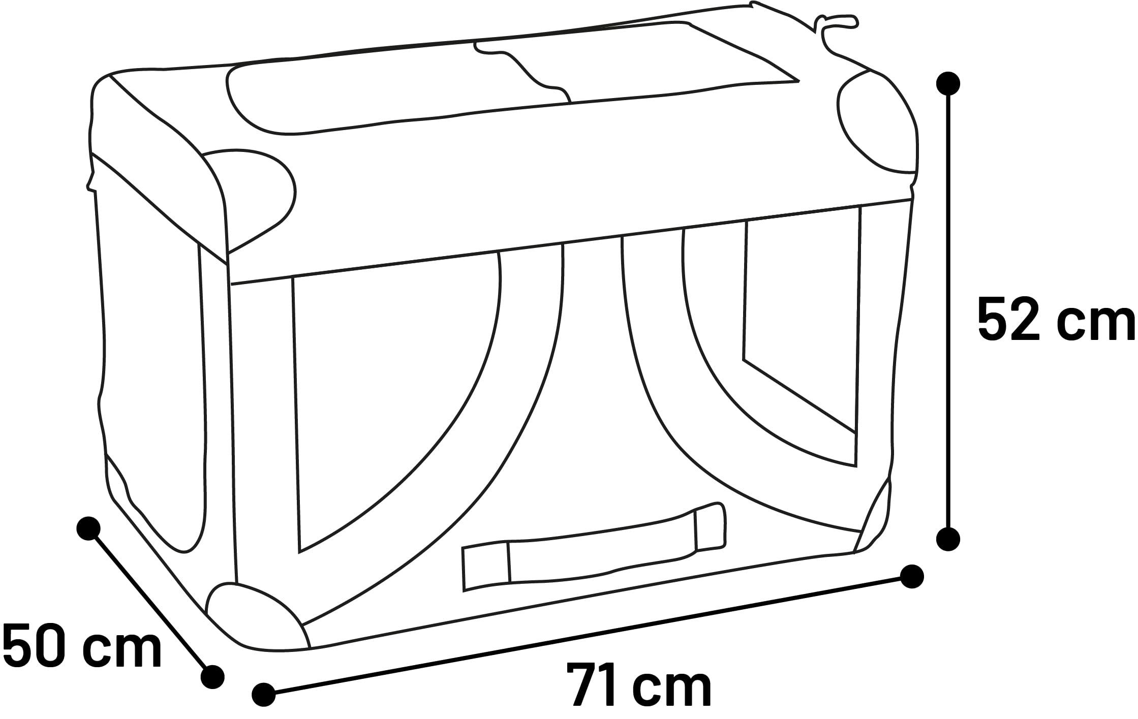 Flamingo Cage de Transport - Premium qualité Chien - Gepetto Noir 50x71x52cm - Facile à Assembler et avec Fond Amovible - Lavable - Légère avec Un Cadre renforcé et Pliable