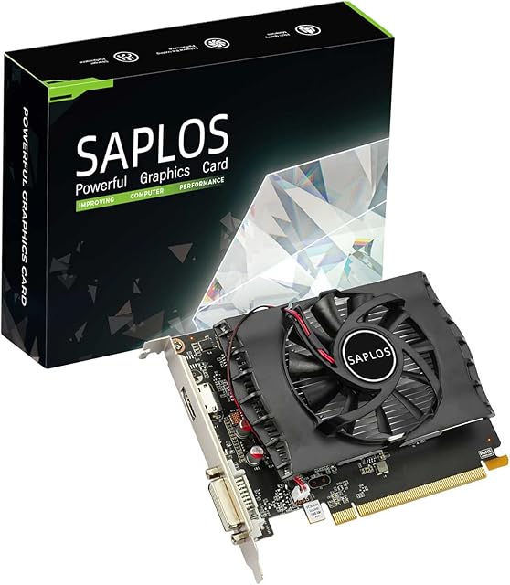 SAPLOS NVIDIA GT 1030 Graphics Card, 2GB GDDR5 64-bit, HDMI DVI-D, ITX Design, PC Video Card Gaming, Computer GPU, 4K Support, DirectX 12, 2 Displays Support