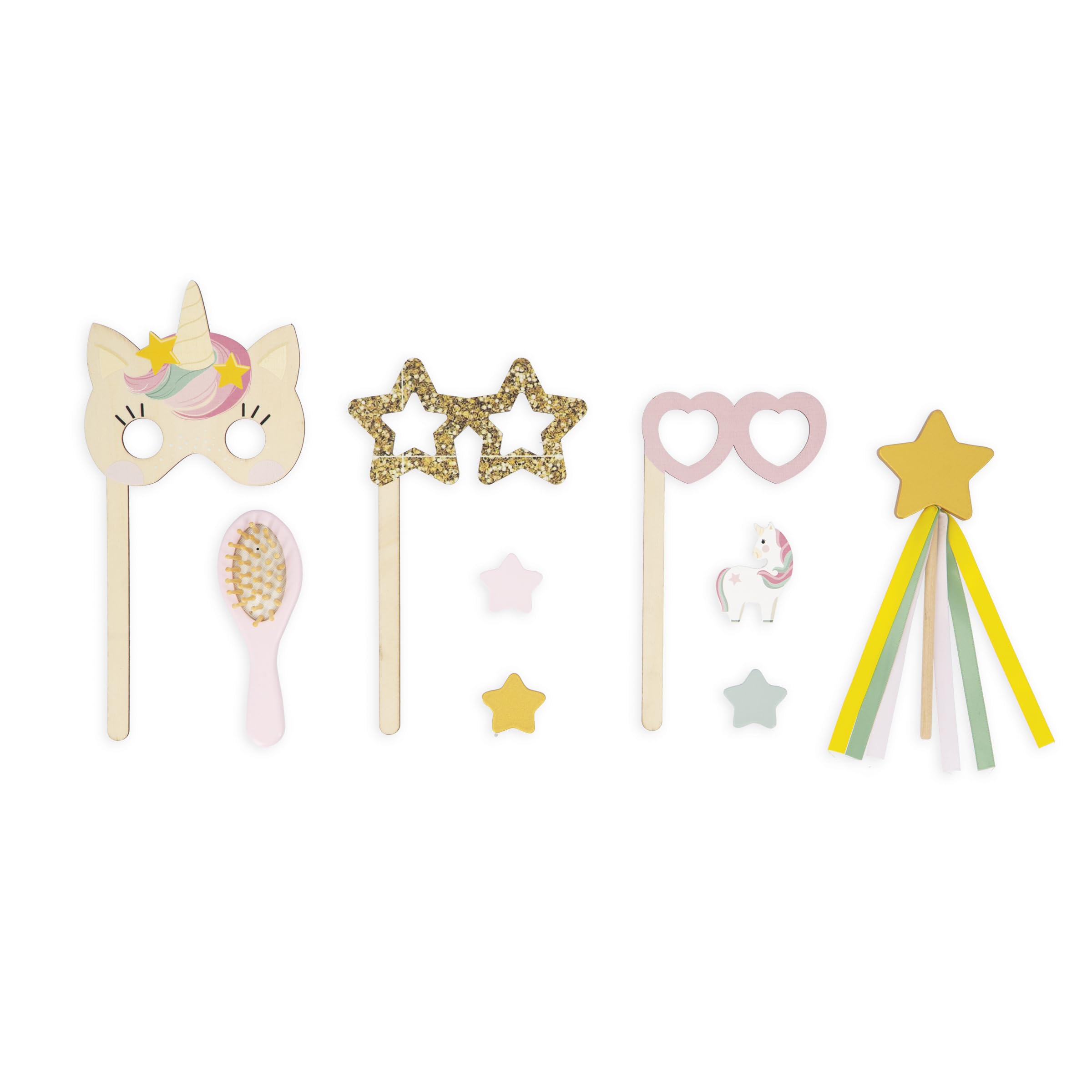 Janod Tocador Niña - Tema Unicornio - Imitación Juego - Tocador con Espejo y Taburete de Juguete - 10 Accesorios - Dim 56,6 x 42,5 x 86,25 cm - A Partir de 3 Años - J06464