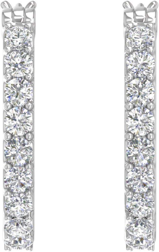 1 Carat Prong Set Natural Diamond Inside-out Hoop Earrings in 10K Gold or 950 Platinum