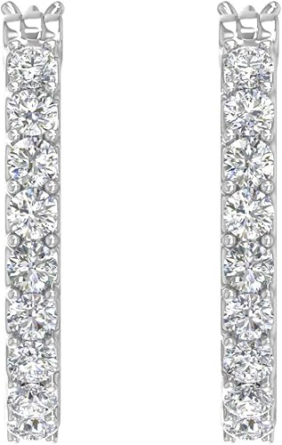 Miniatura 2 de Pendientes de aro con diamantes de 1 quilate en oro de 10 quilates o platino 950