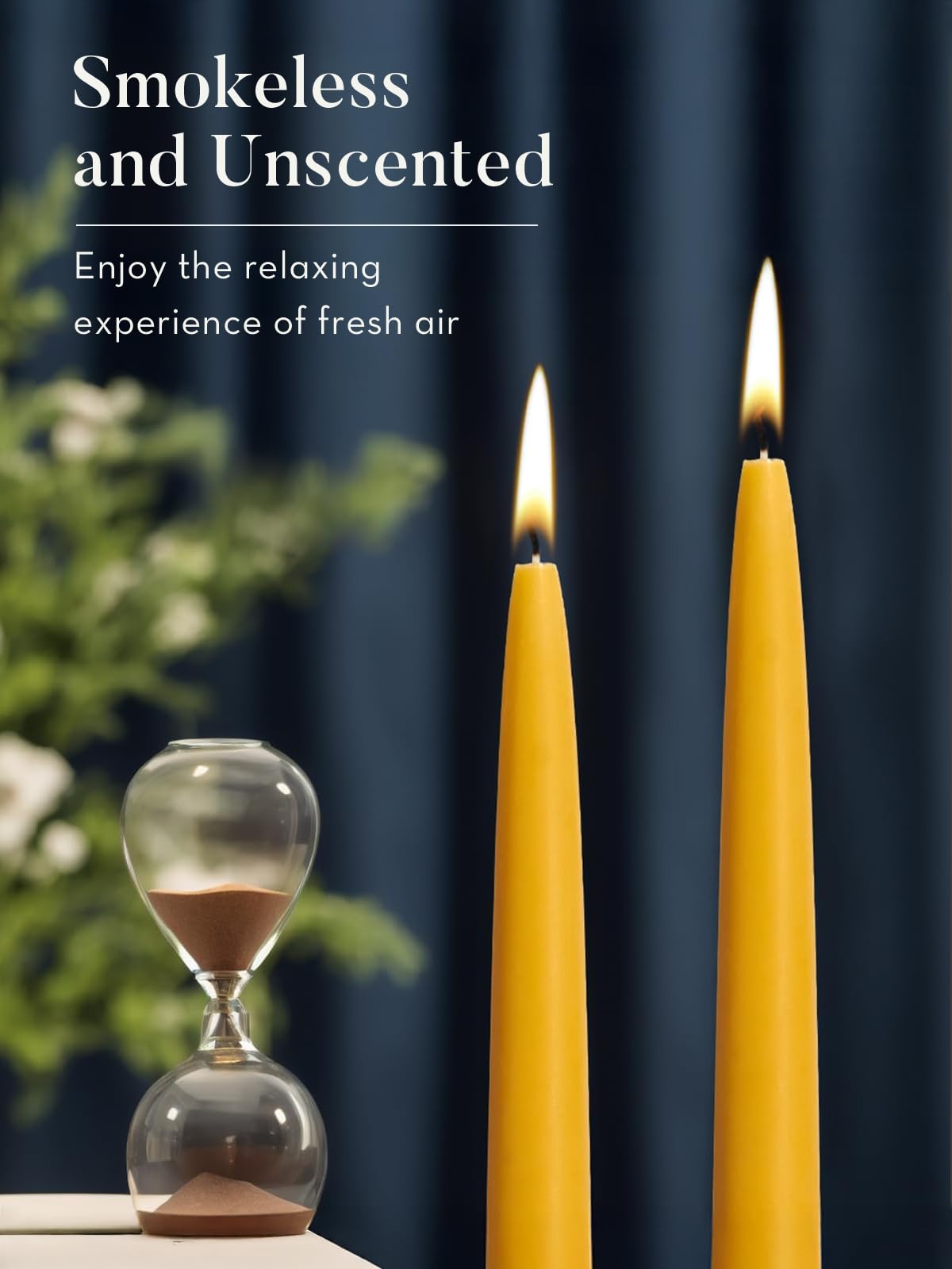 Ashlux Velas de Miel y Cera de Abeja Natural, 24 Unid., Amarillo, 8h | sin goteo, combustión limpia, decorativas – ideal para cena elegante, boda y hogar