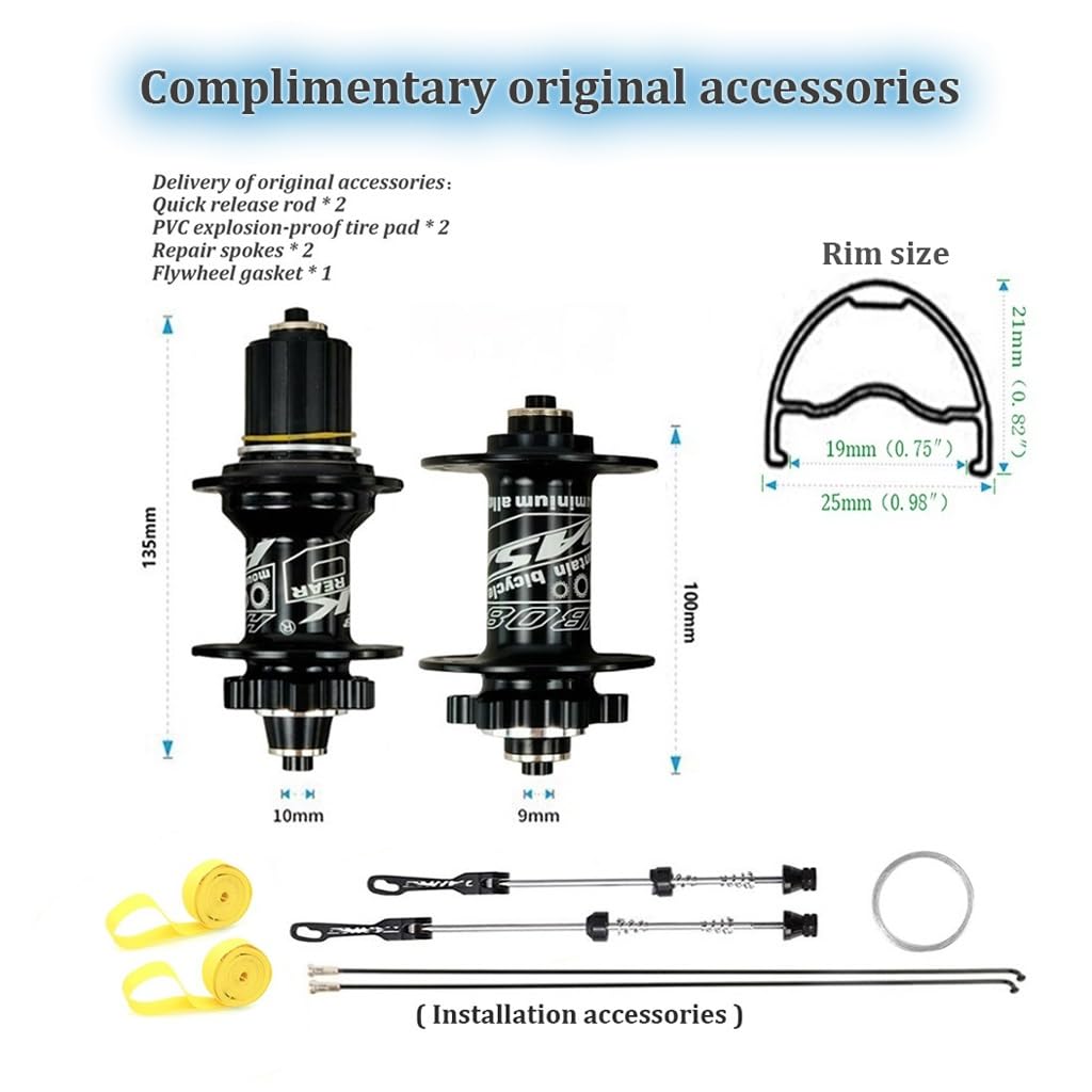 Ruote MTB Freno a Disco 26 Pollici 27,5 "29 Pollici Cerchione for Bicicletta Ruota Anteriore e Posteriore 32 Raggi QR Mozzi for Bicicletta con Cuscinetti Sigillati for 7-11 velocità 2210 G (Size : 29