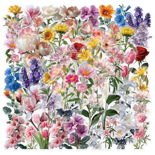 200Pcs Transparent Flower Stickers for Scrapbooking Self-Adhesive Floral Stickers Natural Flowers Aesthetic Scrapbook Stickers for Water Bottles Laptop Craft Card Making Scrapbook Supplies