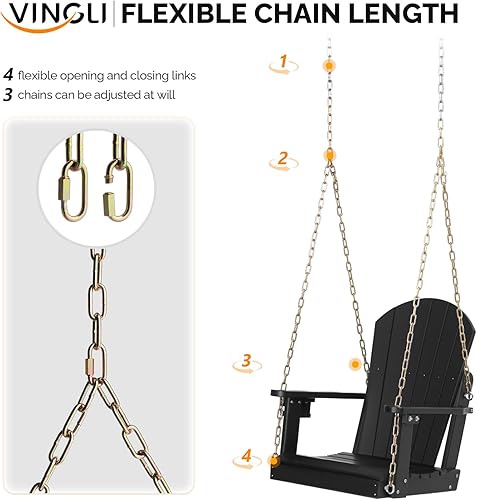 Miniatura 4 de VINGLI Columpio de porche de polietileno de alta densidad de alta resistencia de 880 libras para exteriores con soporte giratorio para tazas,