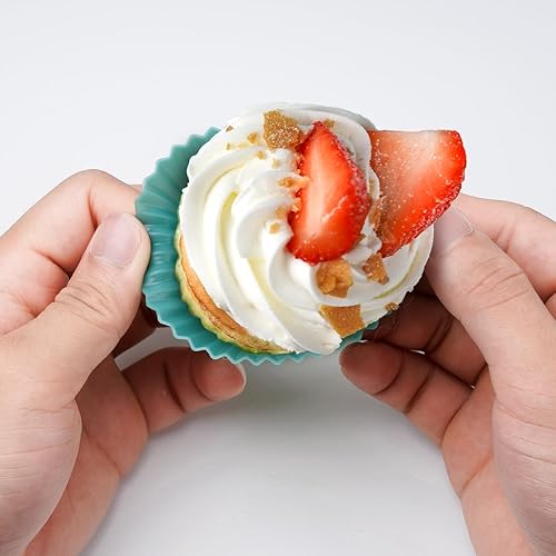 Miniatura 3 de Forros de silicona para cupcakes, paquete de 36 tazas reutilizables para hornear muffins, antiadherentes, 3 formas, moldes de pastelería para