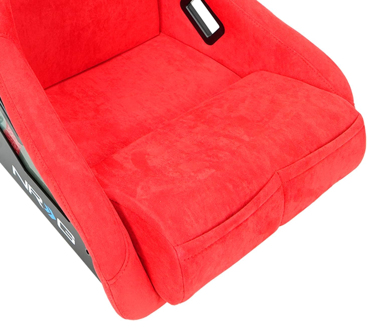 NRG Innovations NRG-FRP-302RD-DRGN-R Universal Fixed Back Bucket Seat, Special Dragon Embroidery Edition Racing Seat, Red Alcantara Seat Cover w/Mount Bracket, Size L