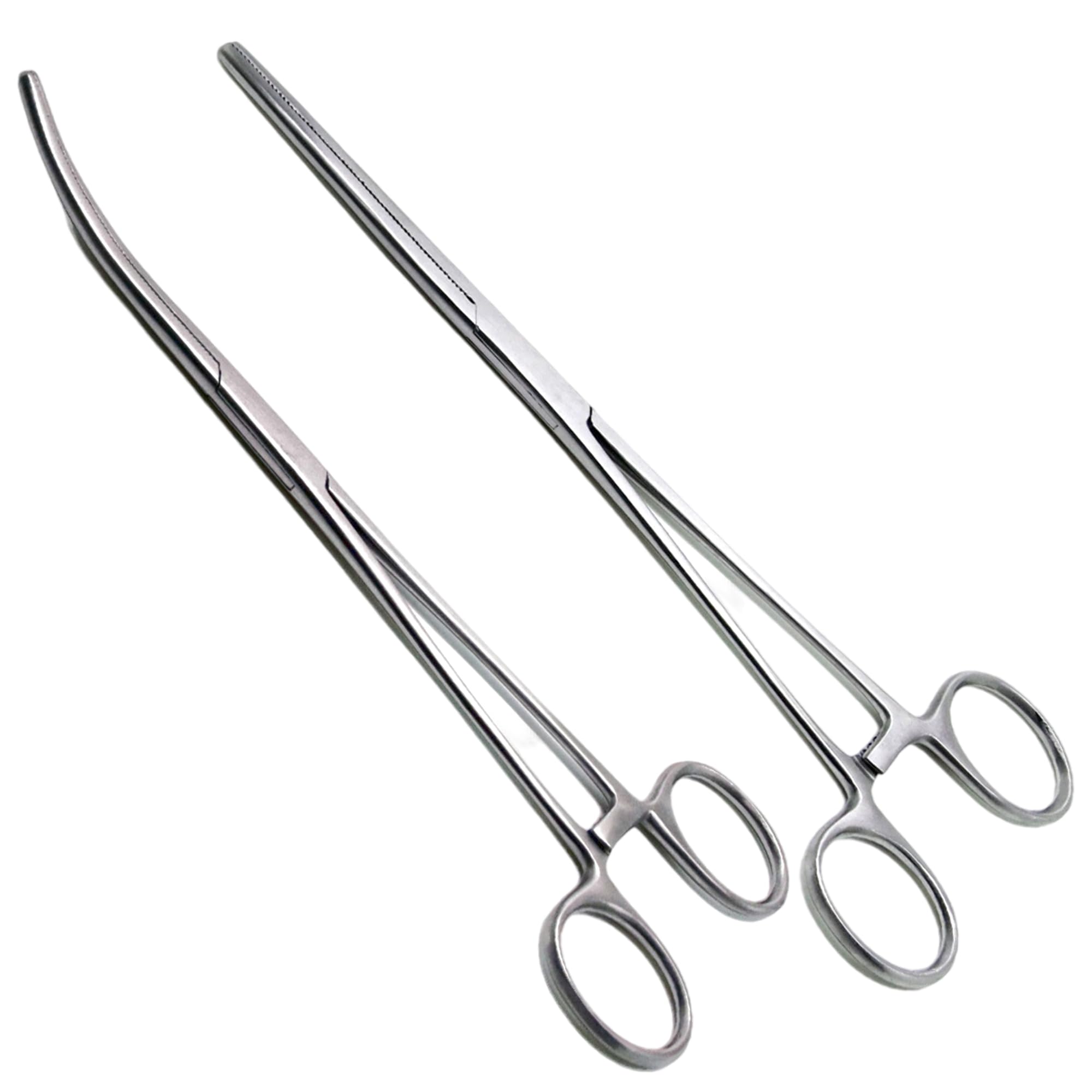 Hemostats Curved and Straight 8” 2 Pcs Pean Forceps Hemostat Forceps Tweezer, Hemostat Clamps Fishing Forceps Set, Locking Long Forceps Stainless Steel Surgical Clamps Long Hemostat Set