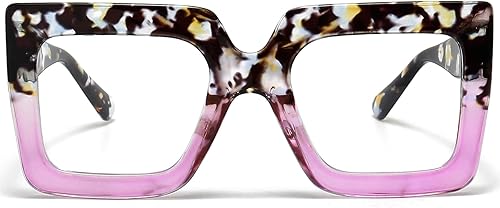 Miniatura 8 de AIEYEZO Gafas cuadradas de gran tamaño con luz azul para mujer lindas gafas de marco grande a la moda transparentes multicolor para computadora