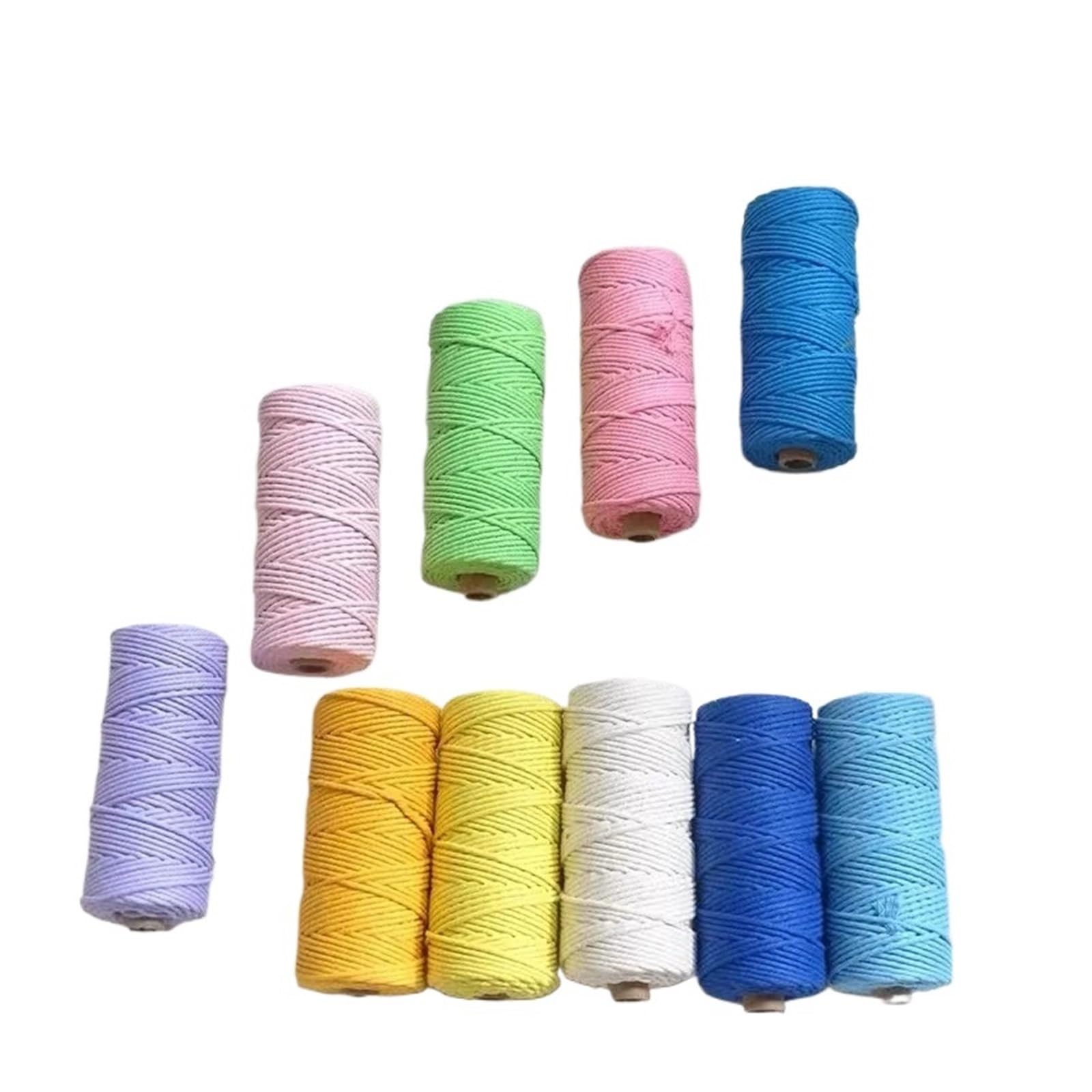 Lina konopna pleciona, 3 mm 100% bawełniany sznurek, kolorowy, ręcznie robiony, skręcany do makramy, dekoracja domu, wesele, opakowanie foliowe 100 m(07 Macaroon Coffee)